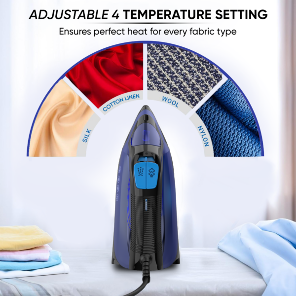 Nikai Steam Iron 1600W 280Ml Self-Cleaning Function Non-Stick Soleplate Vertical Steam Dry &Amp; Spray Options Adjustable Temp Indicator Light Variable Steam Control Nsi858Ax