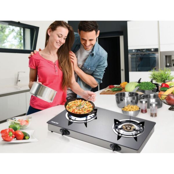 Nikai Gas Cooker Glass Top 2 Burner Auto Inginination  Blue Flame With High Efficiency Ng5092G