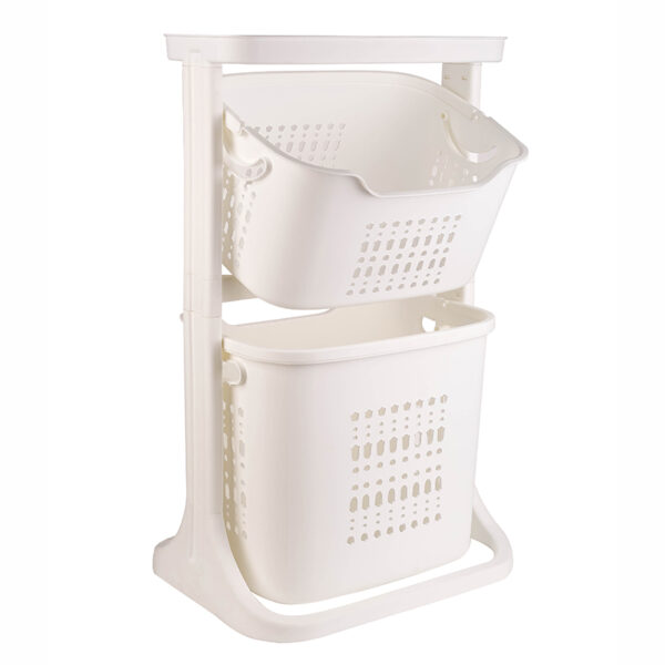 Nadstar Storage Basket 2 Deck Bathroom Clothes Storage Basket Multi-Layer Universal Wheel Rack Grocery Organizer K998-3A