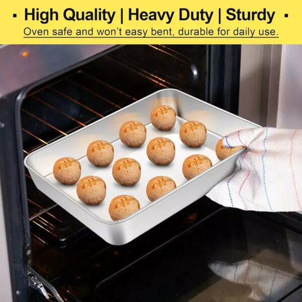 Nadstar Aluminium Square Tray 9.5&Quot; Cake Moulds Rectangle Baking Tray Deep Oven Pan For Lasagna Brownie Pizza Heavy Duty Anti-Rust Easy Clean No13