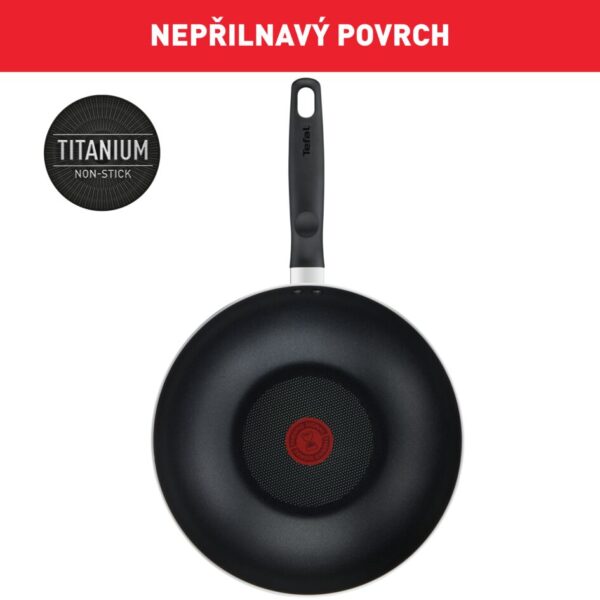 Tefal Super Cook Wok Pan 28Cm + Lid Non Stick Thermo Signal 100% Safe Frying Pan Black Aluminium B4591684