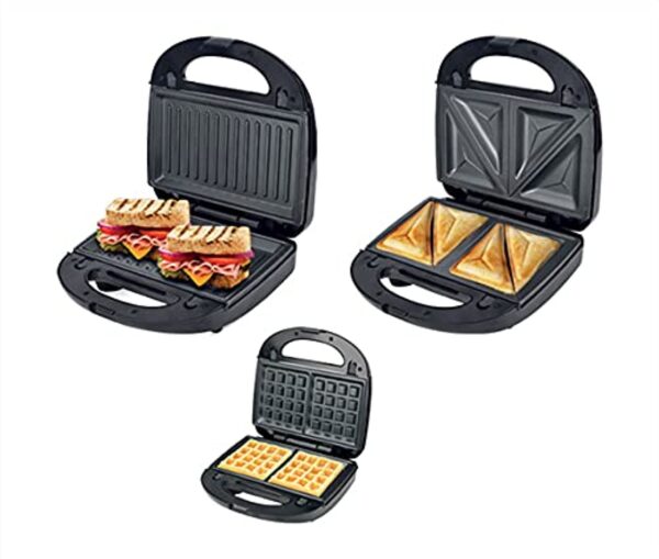 Nikai Sandwich Grill &Amp; Waffle Maker 750W 3 Detachable Plate Cool Touch Housing Pilot Light Indicator Cool Touch Housing Ngt323D