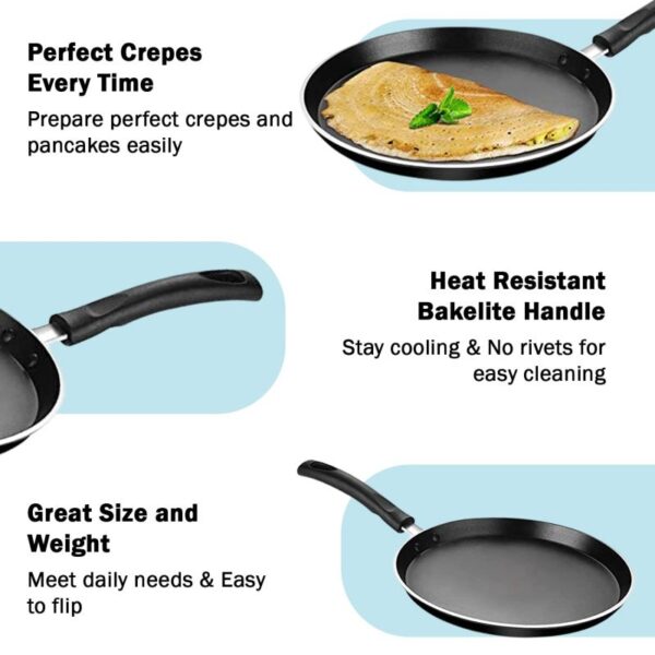 Pigeon Aluminium Non Stick Flat Tawa Forged 27Cm Non Induction Base All Stove Compatible 280 Special
