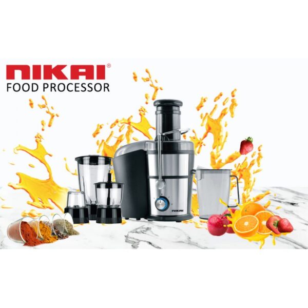 Nikai Food Processor 4In1 800W 1.1L Glass Jar Juicer Blender Mixer Mincer 2 Speeds + Pulse Nfp881G