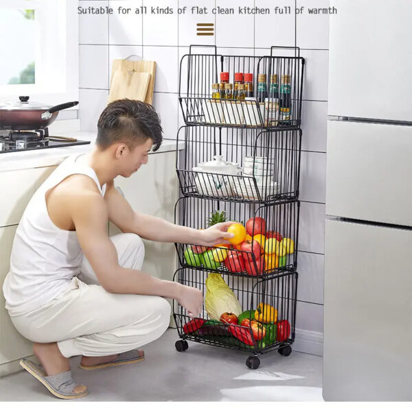 Nadstar Storage Rack Stainless Steel 3 Layers With Wheels Kitchen Standing Storage Rack Hp22-029H