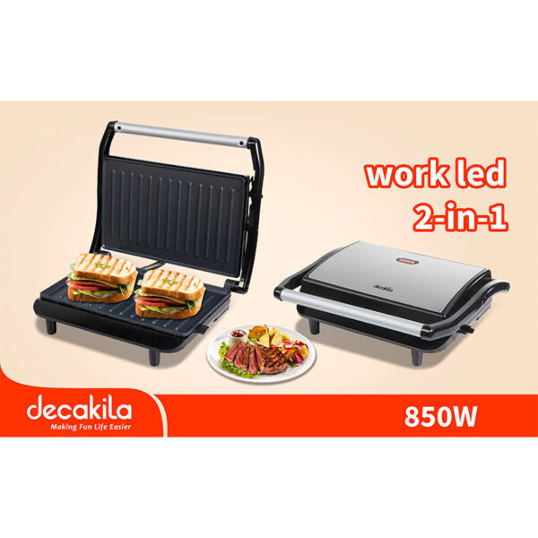 Decakila Contact Grill 2 Slice 850W Non Stick Non Stick Coating Cool Touch Safe Handle Keec049M
