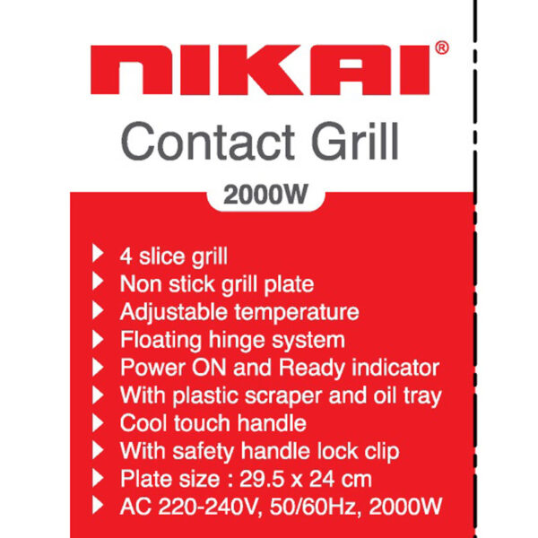 Nikai Grill Toaster 2000W 4 Slice Adjustable Temperature Ng543N2A