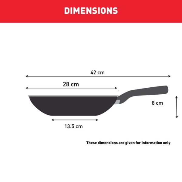 Tefal Super Cook Wok Pan 28Cm + Lid Non Stick Thermo Signal 100% Safe Frying Pan Black Aluminium B4591684