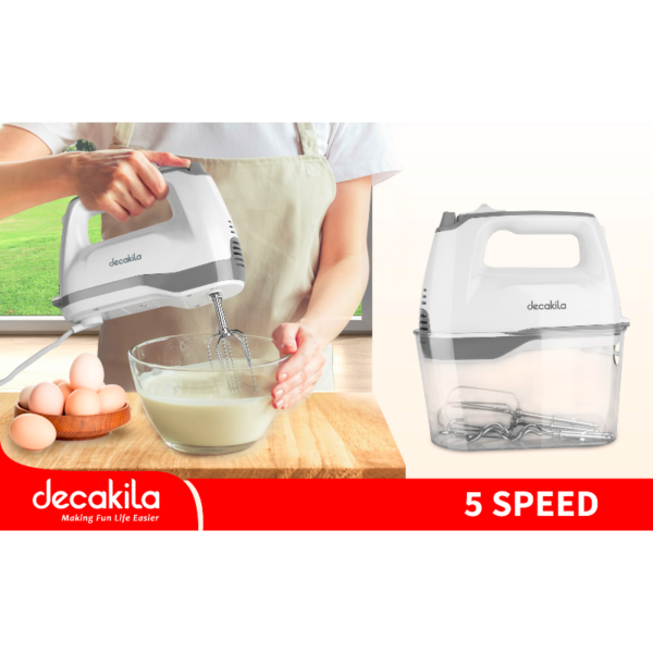 Decakila Hand Mixer 250W 6 Speed + Turbo 2 Attachments With Speed Control Knead Or Beat &Amp; Mix Kemx011W