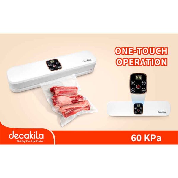Decakila Vacuum Sealer Machine 100W One Touch Operation 60Kpa Air Sealing Machine For Food Preservation Dry &Amp; Moist Sealing Kett039W