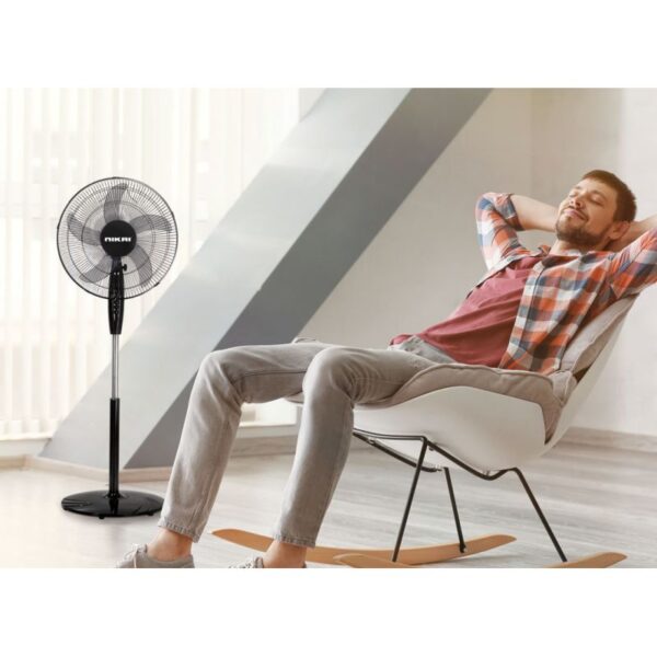 Nikai Stand Fan 16&Quot; 3 Speed 45 W Plastic Blade 5 Leaf “As” Transparent Blades 60 Minutes Timer Wide Angle Horizontal Oscillation Npf1631T