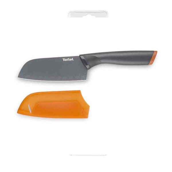 Tefal Fresh Kitchen Santoku Knife With Cover 12Cm Titanium Non Stick Coating Ideal For Slicing &Amp; Chopping All Types Of Food High Performance Stainless Steel K1220104