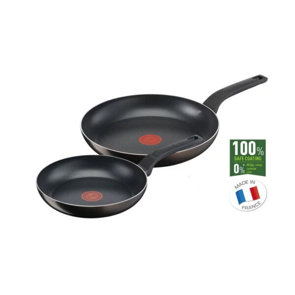 Tefal Extra Cook &Amp; Clean Frypan 24Cm &Amp; 28Cm Titanium Non Stick Thermo Signal 100% Safe B5549053