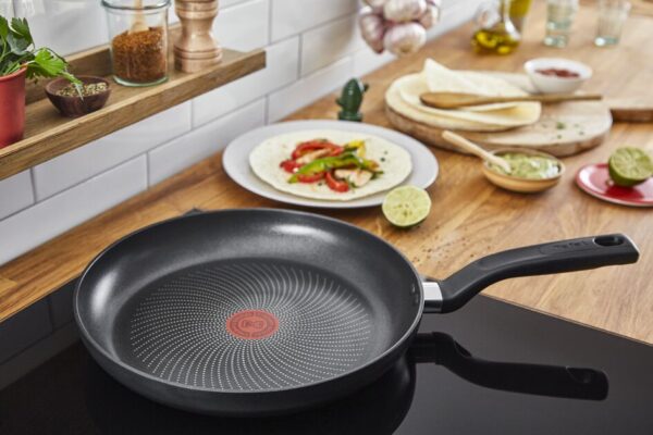 Tefal Total Induction Wokpan 28Cm Non Stick Thermo Signal Titanium Partials 100% Safe Frying Pan Black Aluminium G1521944