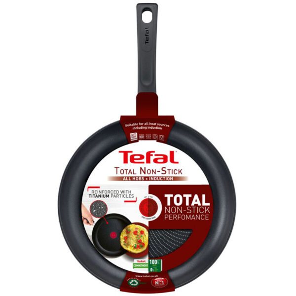 Tefal Total Induction Frypan 24Cm Non Stick Thermo Signal Titanium Partials 100% Safe Frying Pan Black Aluminium G1520444