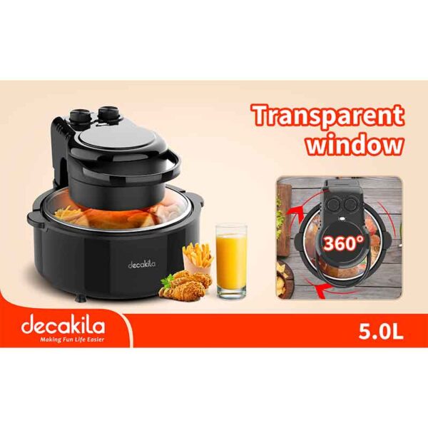 Decakila Air Fryer 5L Transparent Window 1200W Single Coat Non Stick Ss304 Heating Element Keec045B