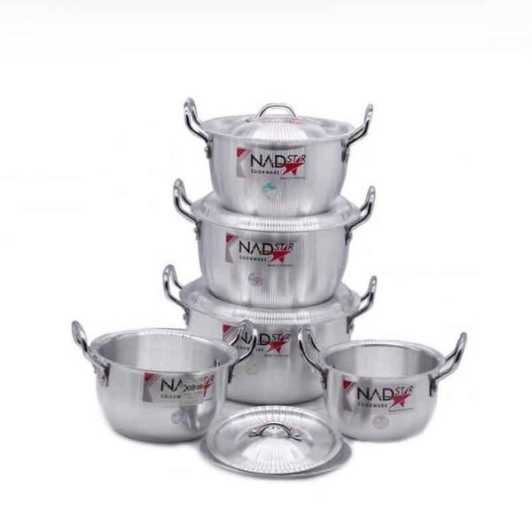 Nadstar Cookware Set 5Pcs Set With Lid &Amp; Handle Metal Finish Sufuria Delish Modern Handles Hygienic 3X7