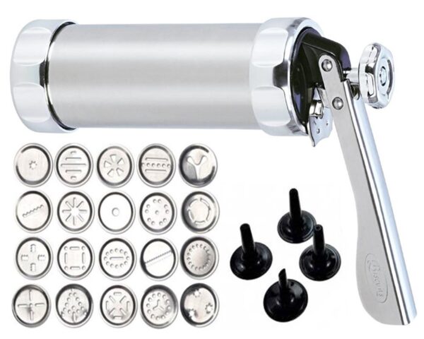 Cookie Press With Nozzles &Amp; Decorating Plates 20 Different Types Of Jalies Murukku Maker/Bhujiya Maker/Cookies/Namkeen/Noodles/Chakali Maker/Sev Maker/Farsan Maker/Gathiya Maker