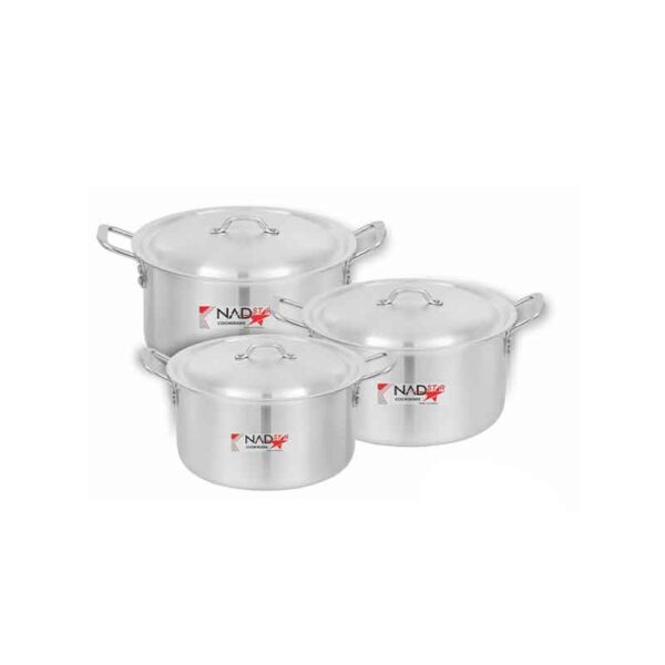 Nadstar Cookware Set 3Pcs Set With Lid &Amp; Handle Metal Finish Sufuria 1.5L 2.5L 4L 0X2