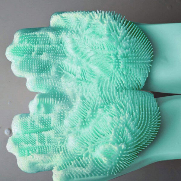 Silicone Hand Gloves Reusable Heat Resistant For Kitchen Bathroom Dishwashing Pet Grooming Car Washing 1 Pair