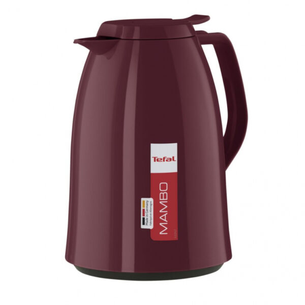 Tefal Mambo Jug Red 1 Liter Insulated Thermos Vacuum Flask Plastic-Polypropylenex (Pp) Glass Liner K3039112