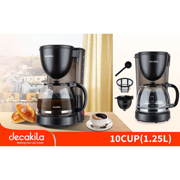 Decakila Coffee Maker Drip 750W 1.25L 10 Cups Boil-Dry Protection 30 Seconds Anti-Drip Function Kecf001B