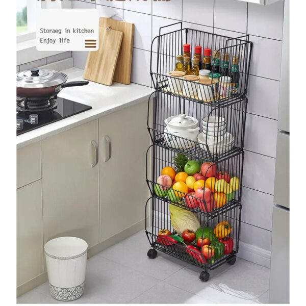 Nadstar Storage Rack Stainless Steel 3 Layers With Wheels Kitchen Standing Storage Rack Hp22-029H