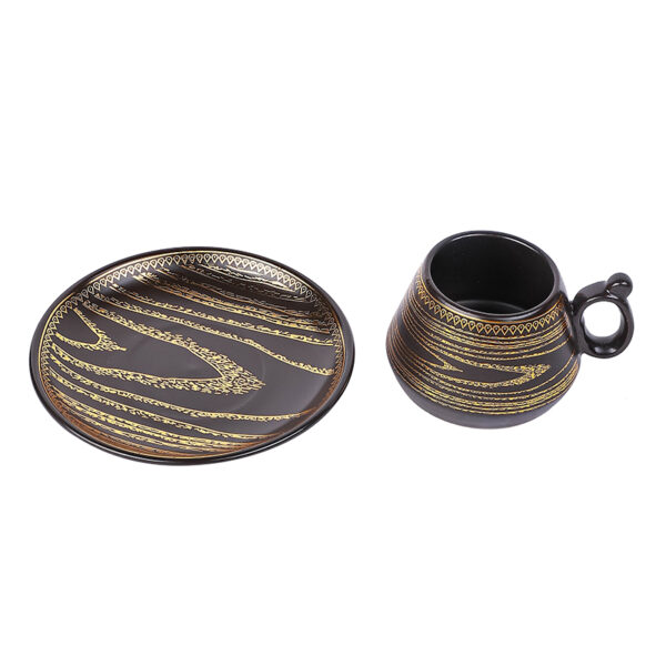 Nadstar Porcelain Cup &Amp; Saucer Golden Print Tea Coffee Cups 0031-1/2