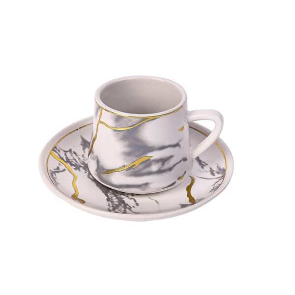 Nadstar Porcelain Cup &Amp; Saucer Golden Print Tea Coffee Cups 0035-1/2