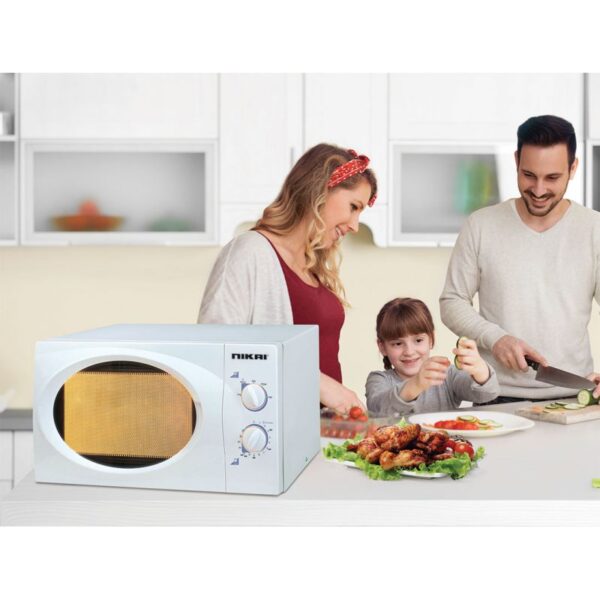 Nikai Microwave 23L 800W Solo Manual 6 Level 30Min Timer Timer Defrost Option Glass Tray Countertop Microwave Nmo2309Mw