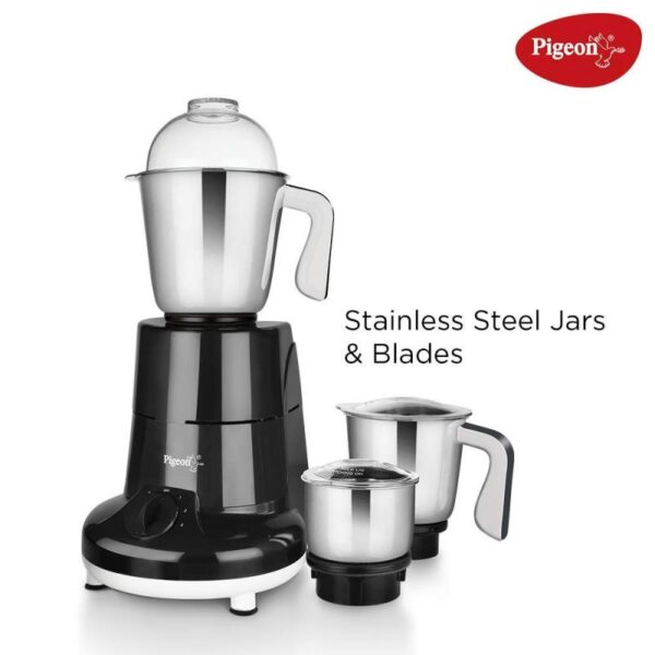 Pigeon Mixer Grinder 750W Stainless Steel Jar Copper Motor ‎Removable Jar Compact Design 1.5L 1.0L 0.4L Jars Especial