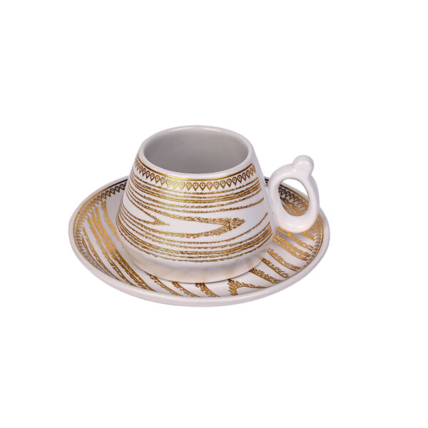 Nadstar Porcelain Cup &Amp; Saucer Golden Print Tea Coffee Cups 0031-1/2