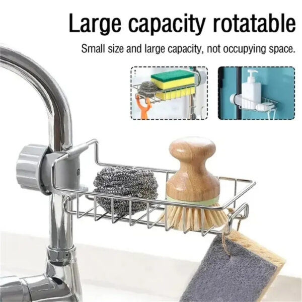 Nadstar Faucet Holder Stainless Steel Sink Drain Rack Sponge Storage Soap Drainer Shelf Organizer Hp09-166H