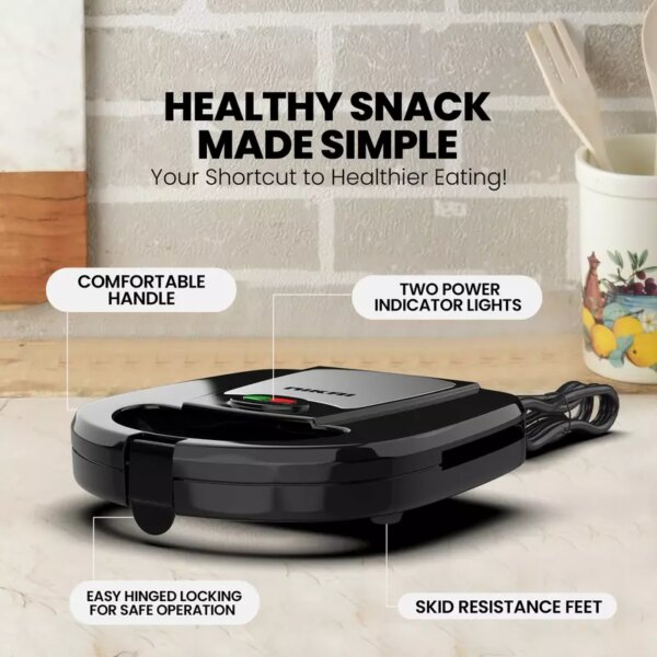 Nikai Sandwich Grill &Amp; Multi Snack Maker 750W 2 Slot Non-Stick 7-In-1 Interchangeable Plates For Grill Toaster Pancakes Cookies Waffles Donuts Cupcakes &Amp; Nutties Dishwasher Safe - Ngt727D