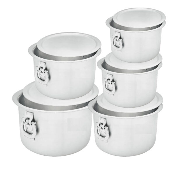 Nadstar Aluminium Sufuria 5Pcs With Lid &Amp; Handle 125L 140L 155L 170L 190L Cookware Set Tope Cooking Pot For Commercial Use - Gauge 7 Kitchen Heavy Duty Tapela