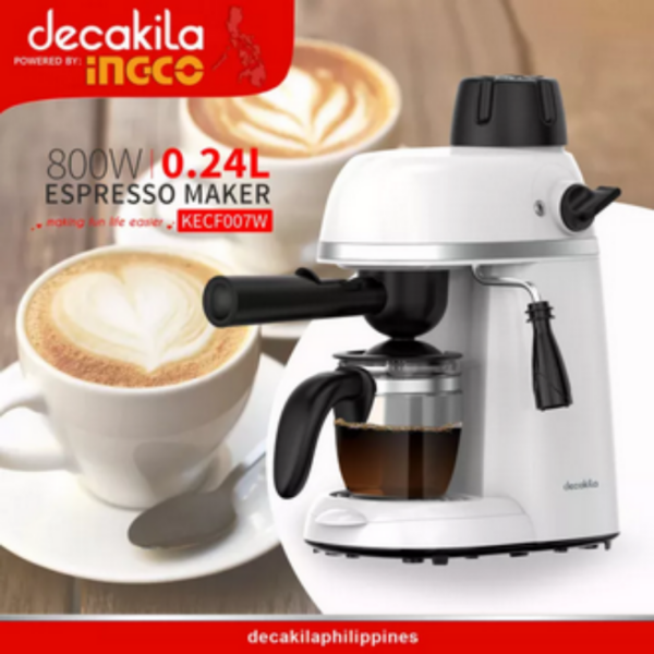 Decakila Espresso Maker 0.24L 800W Die-Casting Aluminum Alloy Boiler With Fronting Function Boil-Dry Protection Kecf007W