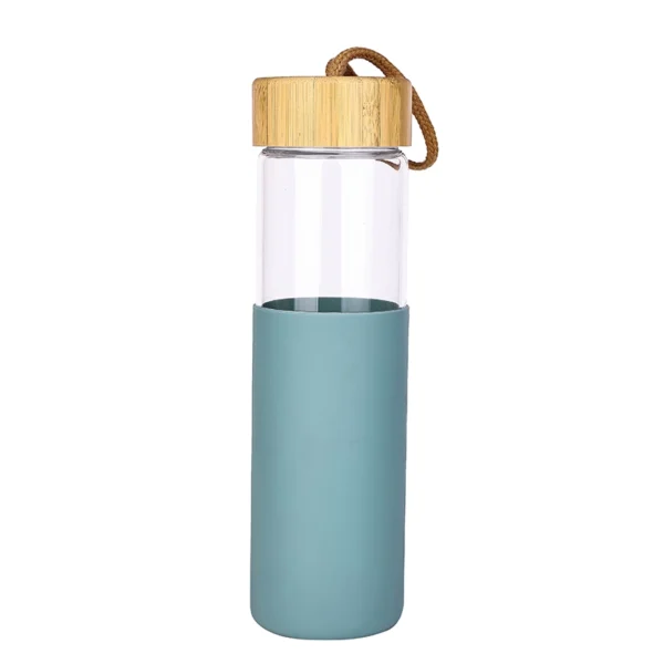 Glass Bottle 650Ml Water Bottle Reusable Bottle With Bamboo Lid &Amp; Cover 9113-650