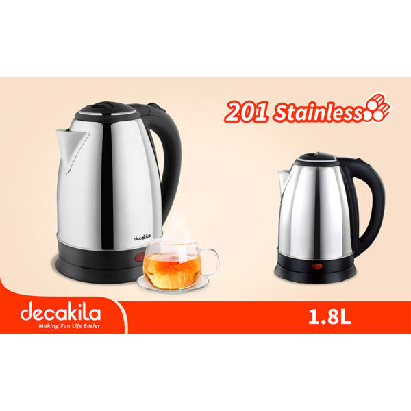 Decakila Kettle 1.8L Electric Jug 1500W 201 Stainless Steel Boil Dry Protection Cord-Storage &Amp; Anti-Slip Feet Design Kekt031M