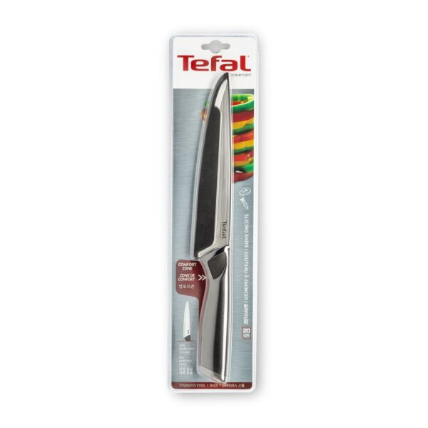 Tefal Comfort Slicing Knife 20Cm Ideal For Slicing &Amp; Chopping All Types Of Food High Performance Stainless Steel K2213704
