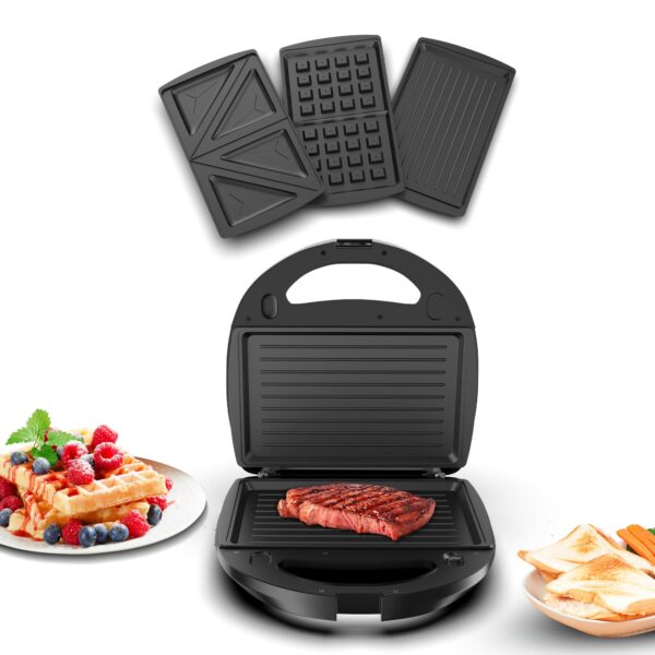 Nikai Sandwich Grill &Amp; Waffle Maker 750W 3 Detachable Plate Cool Touch Housing Pilot Light Indicator Cool Touch Housing Ngt323D