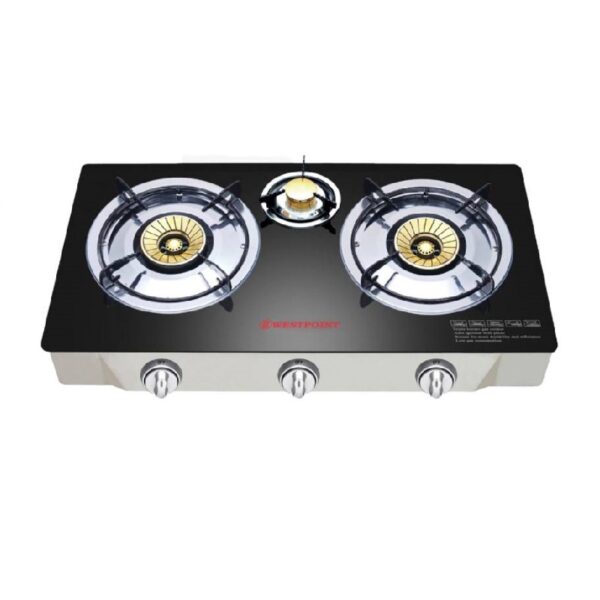 Westpoint Gas Stove 3 Burner Glass Top Wtil-3817.Gig