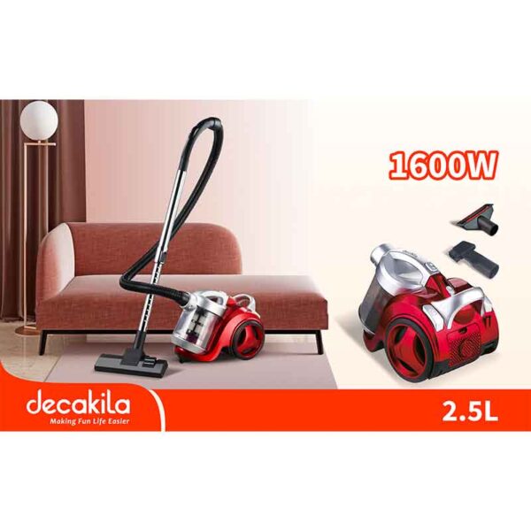 Decakila Vacuum Cleaner 1600W Domestic 2.5L Auto Wire Puling Vacuum Cleaner With Bag Handles Padded Multi-Purpose Brushes Cevc003R