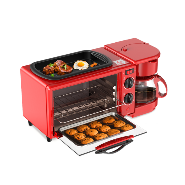 Decakila Breakfast Maker 1050W 3 In 1 Multi Function 9L Oven Coffee Maker &Amp; Fryer Including Accessories Coffee Pot Frying Pan Bake Rack Bake Tray Keev003R