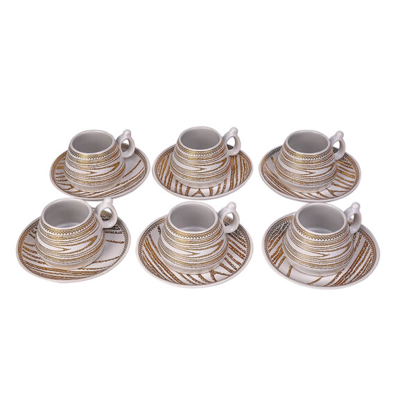 Nadstar Porcelain Cup &Amp; Saucer Golden Print Tea Coffee Cups 0031-1/2