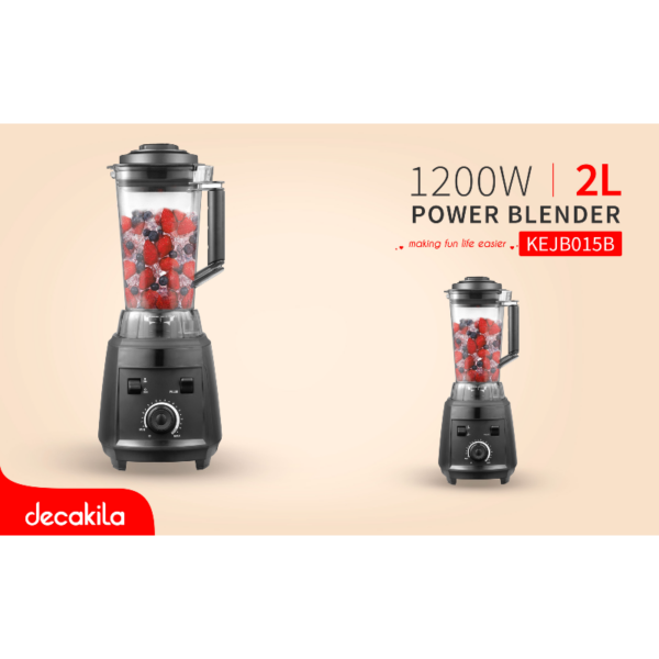 Decakila Powerful Blender 2L Unbreakable 1200W High Temperature Protection Stainless Steel Blades Anti-Slip Kejb015B
