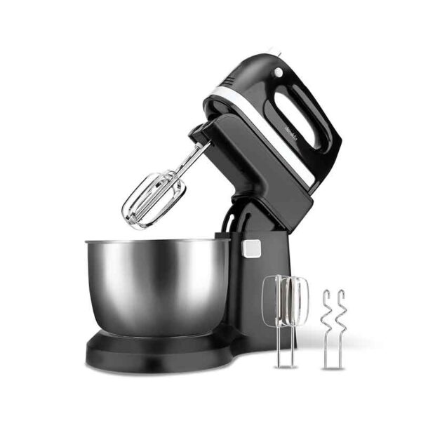 Decakila Hand Mixer 250W With 3.5L Stainless Steel Bowl 5 Speed With Turbo Silver &Amp; Black Steel Beaters &Amp; Hook Kemx012B