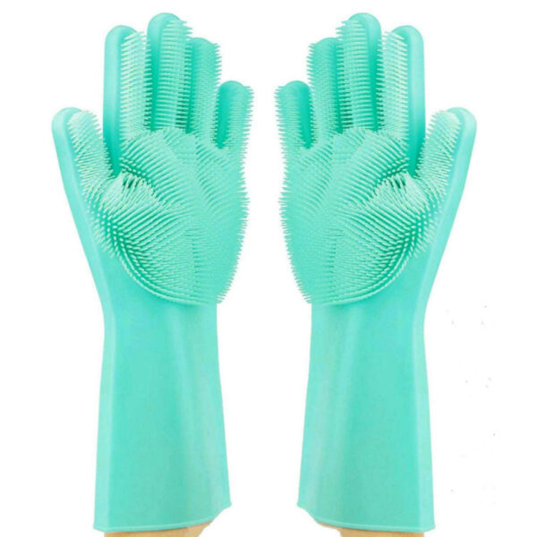 Silicone Hand Gloves Reusable Heat Resistant For Kitchen Bathroom Dishwashing Pet Grooming Car Washing 1 Pair