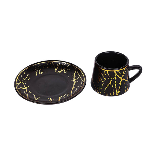 Nadstar Porcelain Cup &Amp; Saucer Golden Print Tea Coffee Cups 0030-1/2