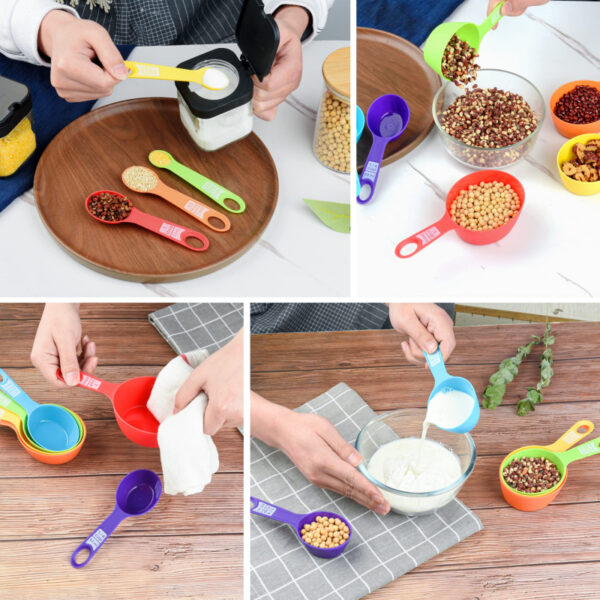 Measuring Cups &Amp; Spoons 12Pc Set Plastic For Baking &Amp; Cooking