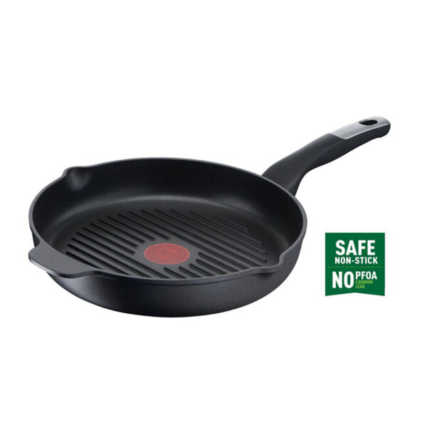 Tefal Unlimited Grill Pan 26X26Cm Titanium Non Stick Anti Scratch Safe Non Stick G6 Unlimited Round Grillpan With Pouring Edge Frying Pan Black Cast Aluminum E2294074